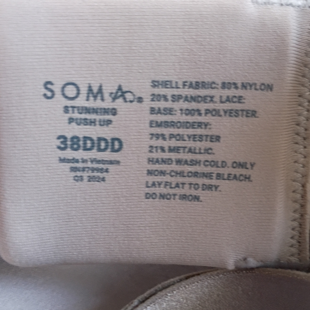 Soma Stunning Push Up Lurex Embroidery Silver Taupe Bra - Picture 6 of 6